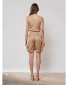 Short 100% Soie ample avec plis doré