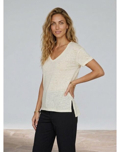 Cremefarbenes Lorelai T-Shirt aus 100% Leinen
