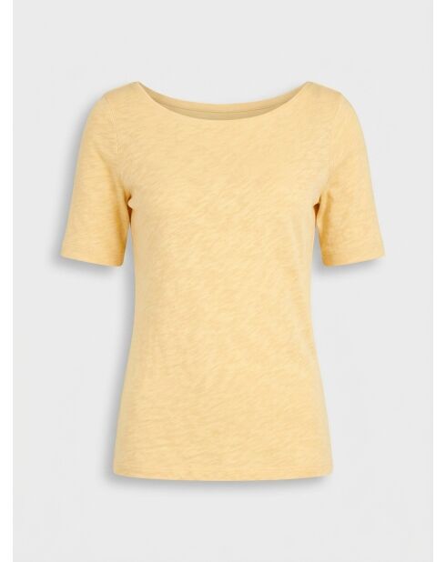 Gelbes T-Shirt mit U-Boot-Ausschnitt