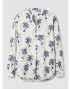 Blusa de cabina estampada azul marino y azul claro