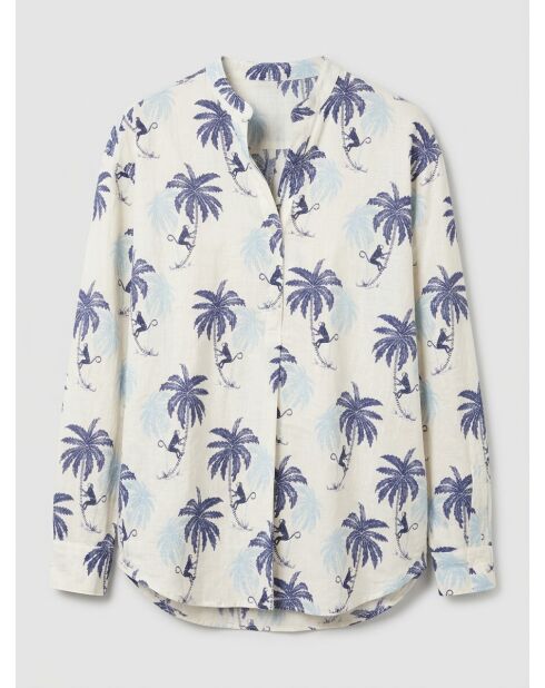 Blusa de cabina estampada azul marino y azul claro