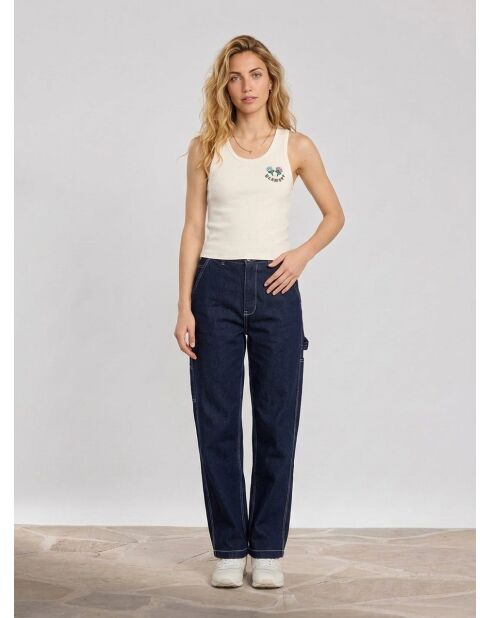 Crop-Top Tank Smile aus 100% Bio-Baumwolle ecru