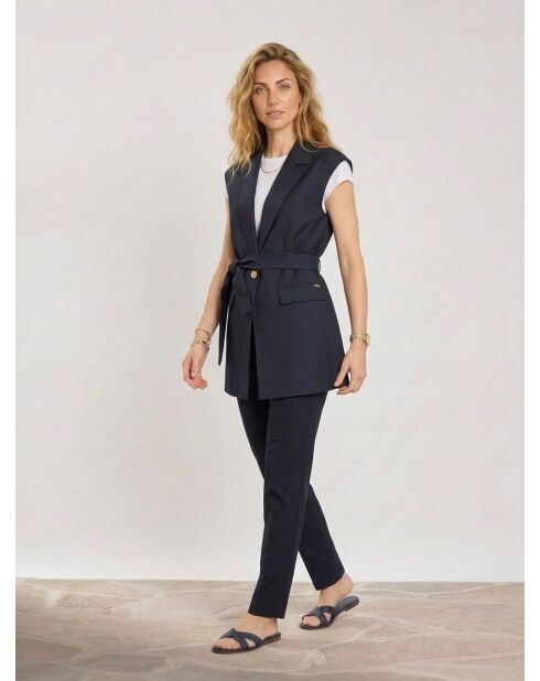 Gilet blazer sans manches bleu foncé