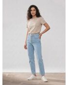 Capri jeans van biologisch katoen met lichtblauwe knopen