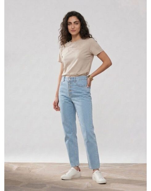 Jean en Coton Bio Capri boutons bleu clair