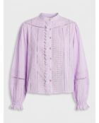 Bluse aus 100% Bio-Baumwolle mit hellvioletter Stickerei