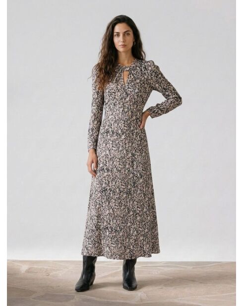 Riagan schwarzes bedrucktes Kleid