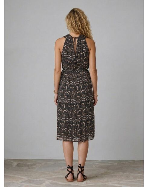 Vestido Josepha con estampado ondulado gris/naranja