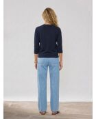 Gilet droit en Lin & Coton Mimosa bleu marine