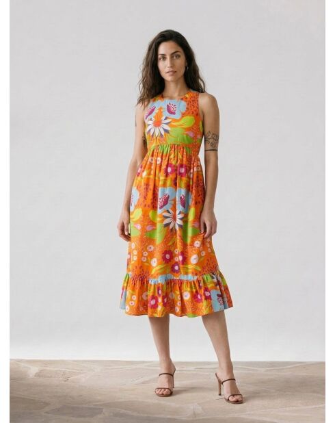Mexico-orangefarbenes Neckholderkleid