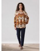 Blusa de cabina estampada en rojo/amarillo/crudo