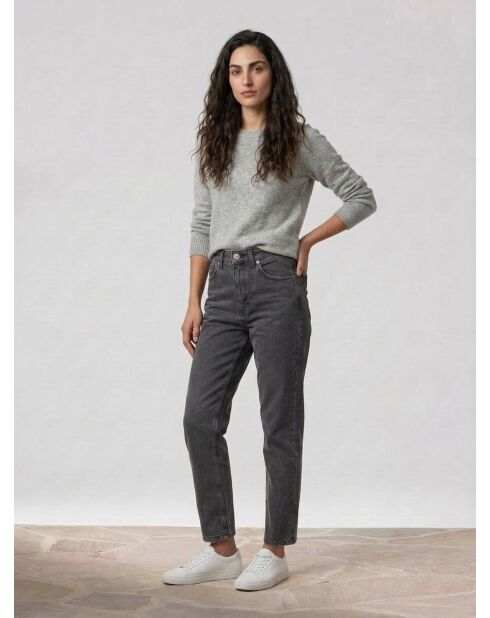 Schwarze Jeans für Mama aus gewaschenem Baumwollsegeltuch