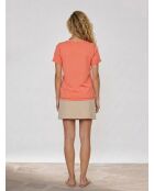 Orangefarbenes Kurzarm-T-Shirt aus Baumwolle mit Rundhalsausschnitt