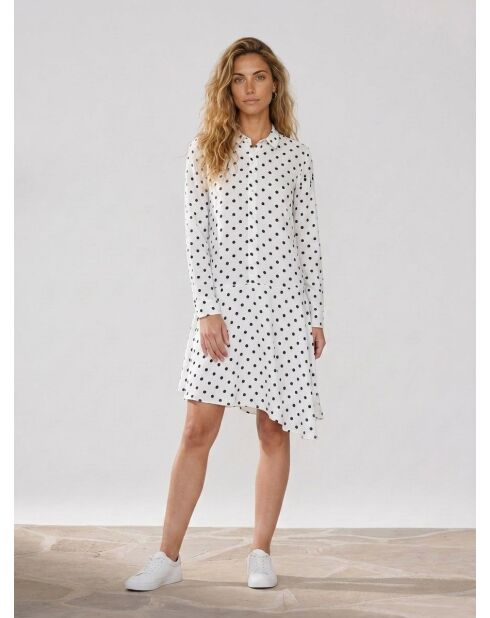 Raipur asymmetrische witte jurk met stippen