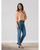 Blusa a quadretti color pesca