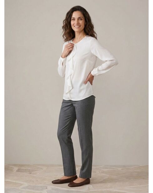 Camisa Ciano beige nieve con volante