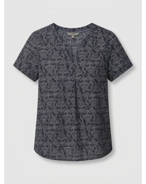 Blauw/witte blouse met paisleyprint