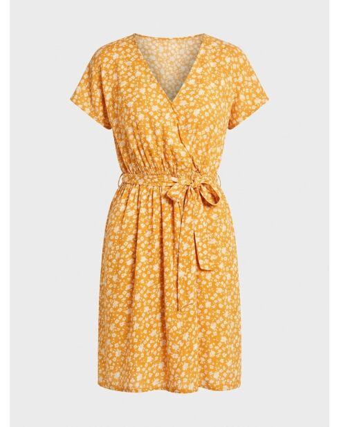 Vestido naranja con estampado floral de Lancel