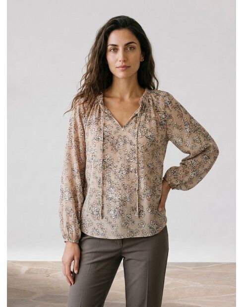 Blusa Logan con stampa lurex beige