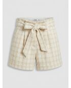 Mercy ecrufarbene Tweedshorts