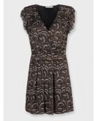 Grau/orangefarbenes Java-Kleid mit Wellenmuster