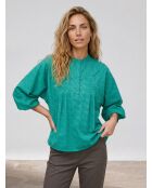 Blouse Célestine à borderies menthe