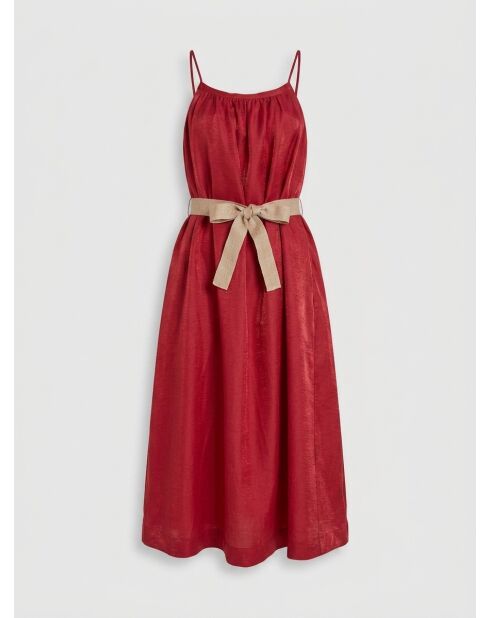 Vestido en mezcla de lino brillante Nahla fushia