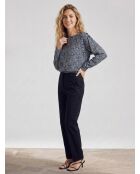 Blouse Aima imprimée noir/bleu/écru