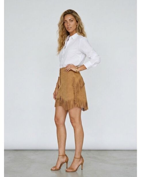Bonita falda de piel aterciopelada beige
