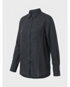 Marineblaues Taschenhemd aus 100% Leinen