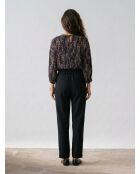 Blusa fluida con motivo multicolore e cut-out