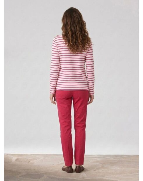 Camiseta de algodón orgánico Parin Marin crudo/rosa