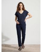 Rastrapi marineblauw T-shirt van 100% linnen
