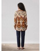 Blusa de cabina estampada en rojo/amarillo/crudo