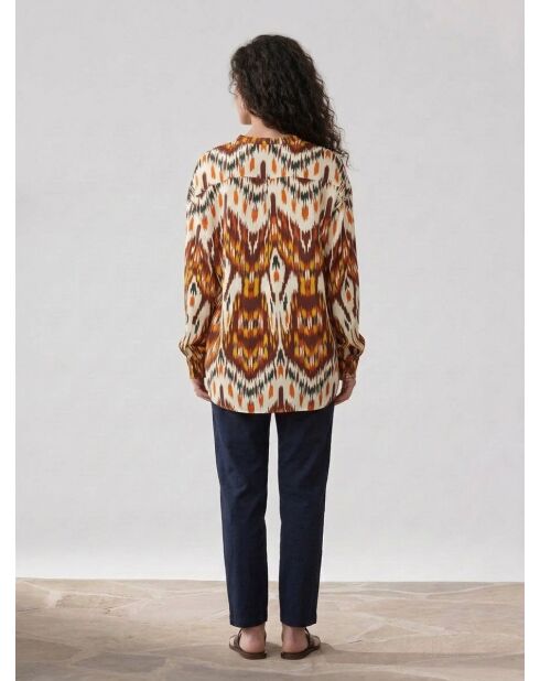 Blusa de cabina estampada en rojo/amarillo/crudo