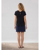 Robe bimatière marine/rouge