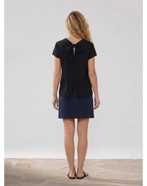 Kleid aus Bi-Material in Marineblau/Rot