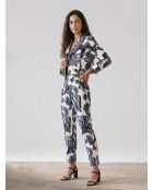 Pantalon Cléa à motifs blanc/lavande/noir