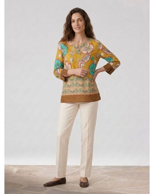 Blusa de algodón estampada amarilla Calcuta