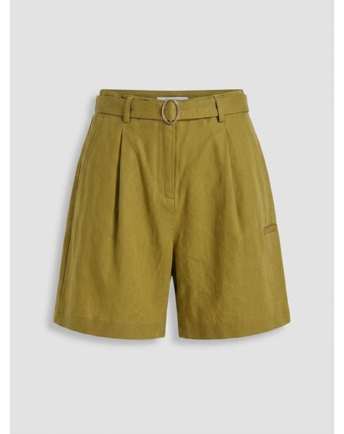 Olivgrüne Bermudashorts mit Gürtel