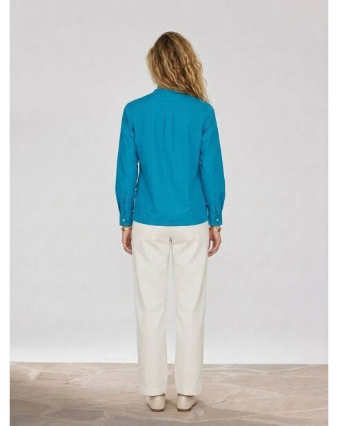 Blouse droite en Coton Genoise bleu moyen