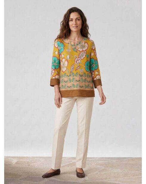 Blusa de algodón estampada amarilla Calcuta