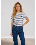 Atoby ecru/blaues T-Shirt