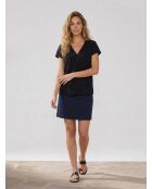 Robe bimatière marine/rouge