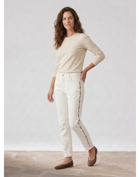 Weiße bestickte Pomme-Jeans