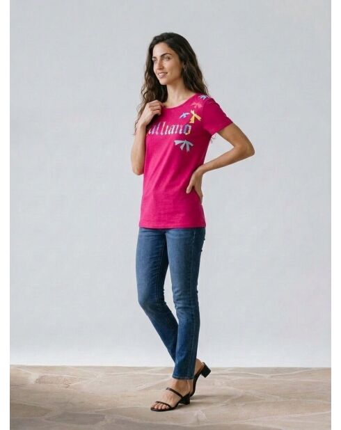 Camiseta estampada rosa/multicolor