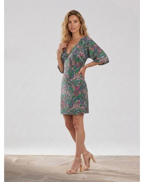Oliza grün/mehrfarbiges Kleid