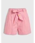 Roze korte broek van 100% linnen