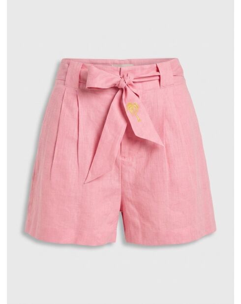 Roze korte broek van 100% linnen