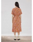 Roxane soepelvallende jurk met knoopsluiting en veelkleurige fantasieprint